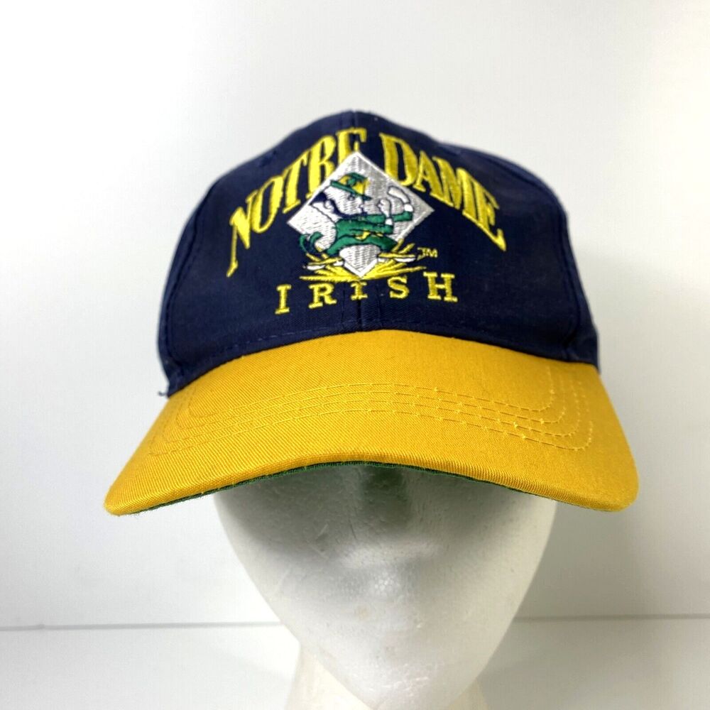 Vintage Notre Dame AJD Baseball Hat Cap JUNIOR 4-7 Taiwan Embroidered Snap Back